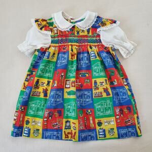 Vintage 70s Patchwork Furniture Dress 3t/4t